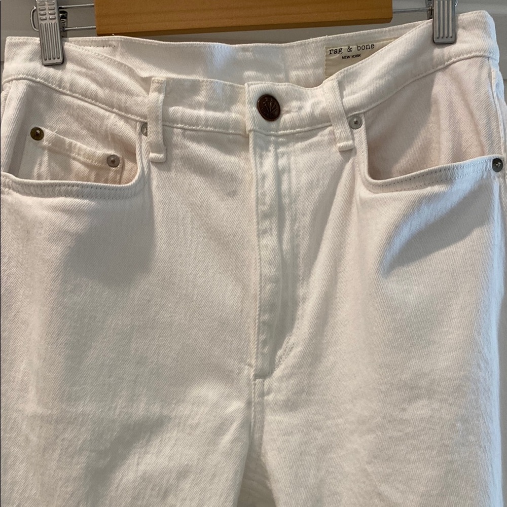 Rag & Bone White Straight Leg Jeans - Picture 2 of 9